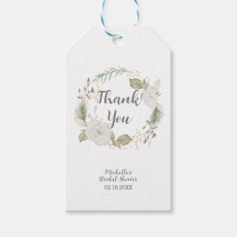 冬エレガントフローラリースブライダルシャワー ギフトタグ