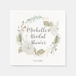 冬エレガントフローラリースブライダルシャワー スタンダードカクテルナプキン