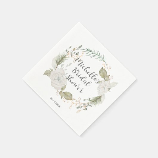 冬エレガントフローラリースブライダルシャワー スタンダードカクテルナプキン (角)