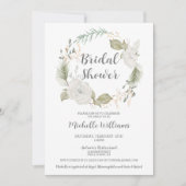冬エレガントフローラリースブライダルシャワー 招待状 (正面)