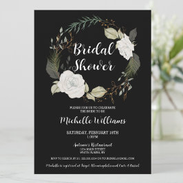 冬エレガントフローラリースブライダルシャワー 招待状