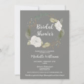 冬エレガントフローラリースブライダルシャワー 招待状 (正面)