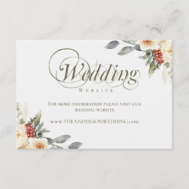 冬エレガントフローラ結婚のウェブサイト エンクロージャーカード