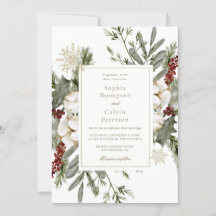 冬エレガントフローラ結婚式招待状