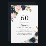冬エレガントフローラ60th誕生日パーティー 招待状<br><div class="desc">今年のエレガント冬のフローラ60歳の誕生日パーティーへの招待はシンプル誕生日パーティーに最適。デザインは美しい手絵を描のダークブルー、ブルー、ネイビー、ピンク、赤面、金ゴールドの花や緑の葉がブケートに束ねられてエレガントいる。</div>