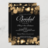 冬エレガントブライダルシャワー金ゴールド灯 招待状 (正面/裏面)