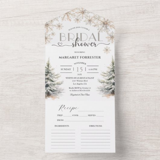 冬エレガントブライダルシャワー オールインワン招待状 (内側)