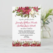 冬エレガントブルゴーニュ・ポインセチア結婚フローラ 招待状 (スタンド正面)