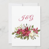 冬エレガントブルゴーニュ・ポインセチア結婚フローラ 招待状 (裏面)