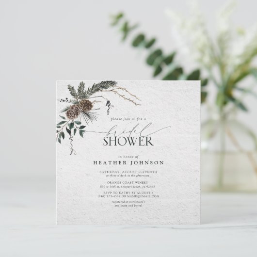 冬エレガントボホシックウォーターカラーブライダルシャワー 招待状 (スタンド正面)