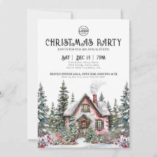 冬エレガント会社クリスマスパーティー 招待状 (正面)