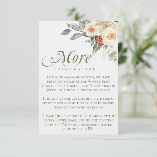 冬エレガント台書道フローラ結婚ズ エンクロージャーカード (スタンド正面)