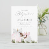 冬エレガント女の子ベビーシャワー招待状 招待状 (スタンド正面)