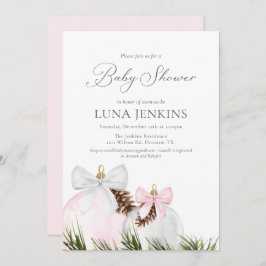 冬エレガント女の子ベビーシャワー招待状 招待状