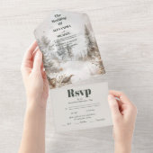 冬エレガント山林結婚の オールインワン招待状 (貼ってはがせる)