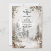冬エレガント山林結婚の 招待状 (正面)