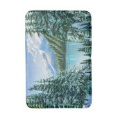 冬エレガント山湖松林自然 バスマット (正面縦)