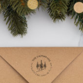 冬エレガント松の木のカスタム家族の住所 ラバースタンプ