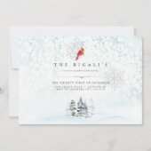 冬エレガント松クリスマスウォーター色 招待状 (正面)