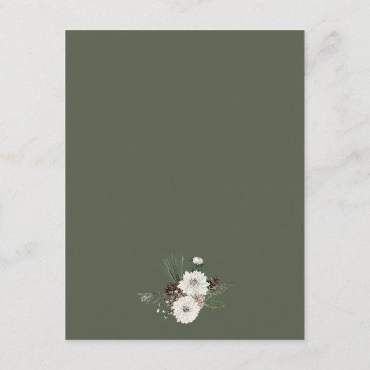 冬エレガント松コーン結婚ズ エンクロージャーカード (裏面)