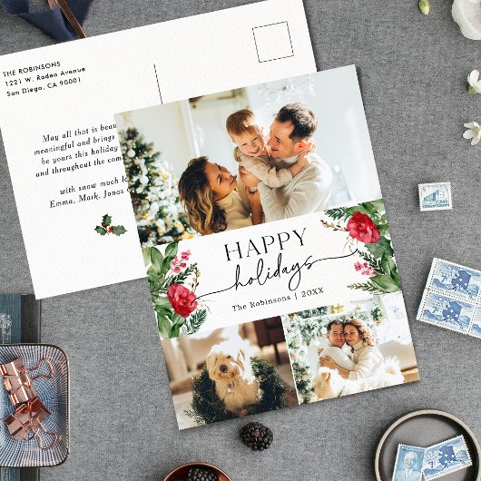 冬エレガント植物学3フォトホリデー葉書 ポストカード