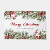 冬エレガント植物性クリスマスホリデーパーティー ドアマット (正面)