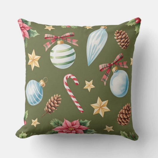 冬エレガント植物性クリスマス枕 クッション (正面)