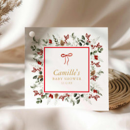 冬エレガント植物赤ちゃんシャワーメッセージカード フェイバータグ