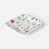 冬エレガント植物赤フローラブライダルシャワー ペーパープレート (傾斜あり)