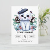 冬エレガント極熊デジタル誕生日 招待状 (スタンド正面)