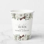 冬エレガント水カラーフローラブライダルシャワー 紙コップ (裏面)