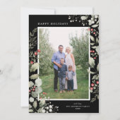 冬エレガント水彩緑色植物写真 シーズンカード (正面)