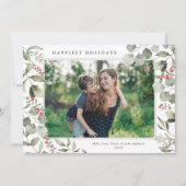 冬エレガント水彩緑色植物写真 シーズンカード (正面)