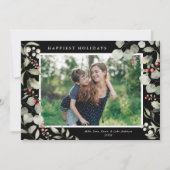 冬エレガント水彩緑色植物写真 シーズンカード (正面)