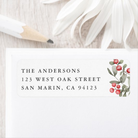 冬エレガント水色植物性差出人住所 ラベル (インサイチュ)