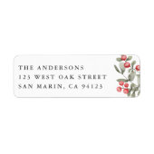 冬エレガント水色植物性差出人住所 ラベル (正面)