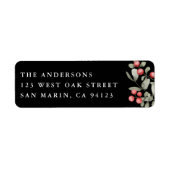 冬エレガント水色植物性差出人住所 ラベル (正面)