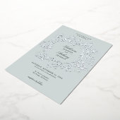 冬エレガント氷グリーンフォイルベリーリース結婚ズ 箔招待状 (回転した状態)