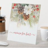 冬エレガント灰常緑赤ちゃんシャワーパーティー 台座サイン (インサイチュ)