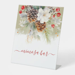 冬エレガント灰常緑赤ちゃんシャワーパーティー 台座サイン