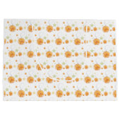 冬エレガント白にオレンジと星を模様にする ラージペーパーバッグ (裏面)