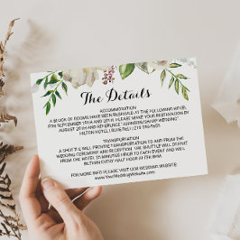 冬エレガント白の結婚詳細挿入カード 招待状