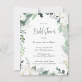 冬エレガント緑木綿ユーカリブライダル 招待状 (正面)