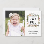 冬エレガント花模様 | Joyful Photo Christmas シーズンカード (正面)