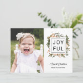 冬エレガント花模様 | Joyful Photo Christmas シーズンカード (スタンド正面)