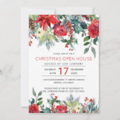 冬エレガント赤い花クリスマスオープンハウス 招待状 (正面)