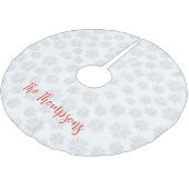 冬エレガント銀スノーフレーク白パターン ブラッシュドポリエステルツリースカート (アングル)