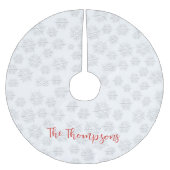 冬エレガント銀スノーフレーク白パターン ブラッシュドポリエステルツリースカート (正面)