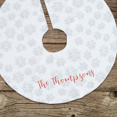 冬エレガント銀スノーフレーク白パターン ブラッシュドポリエステルツリースカート