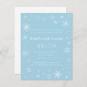 冬エレガント雪の結晶ガールズバースデーパーティー 招待状 (正面/裏面)
